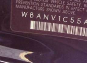 VIN prefix WBANV1C55AC1