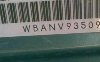 VIN prefix WBANV93509CW