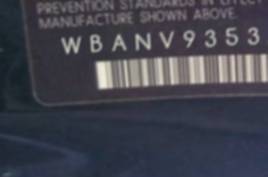 VIN prefix WBANV93538C1