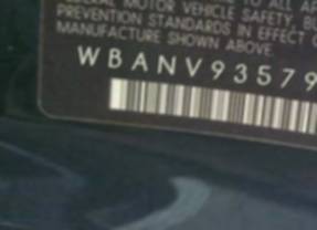 VIN prefix WBANV93579CW