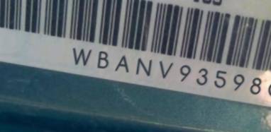 VIN prefix WBANV93598CW