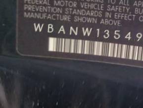 VIN prefix WBANW13549C1