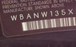 VIN prefix WBANW135X8CZ