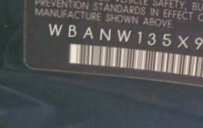 VIN prefix WBANW135X9C1