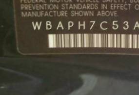 VIN prefix WBAPH7C53AA1