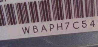 VIN prefix WBAPH7C54BE8