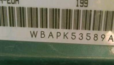 VIN prefix WBAPK53589A6