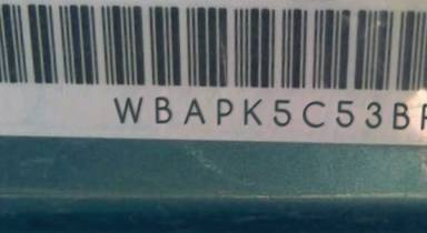 VIN prefix WBAPK5C53BF1