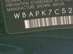 VIN prefix WBAPK7C52BF0