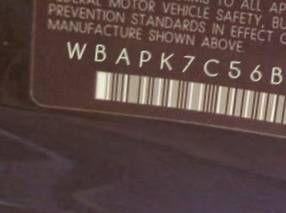 VIN prefix WBAPK7C56BA8