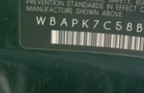 VIN prefix WBAPK7C58BA7