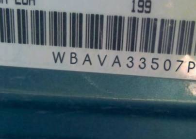 VIN prefix WBAVA33507PG