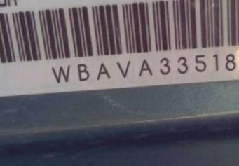 VIN prefix WBAVA33518PG