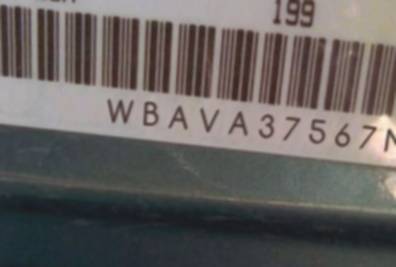 VIN prefix WBAVA37567N7