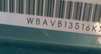VIN prefix WBAVB13516KX