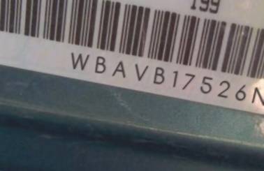 VIN prefix WBAVB17526NK