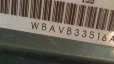 VIN prefix WBAVB33516AZ