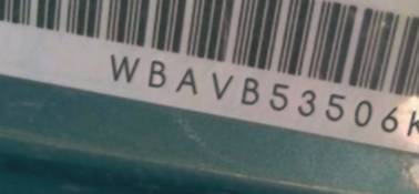 VIN prefix WBAVB53506KW