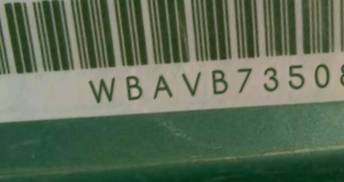 VIN prefix WBAVB73508FV