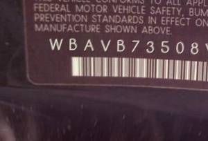 VIN prefix WBAVB73508VF
