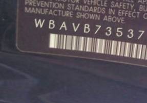 VIN prefix WBAVB73537KY