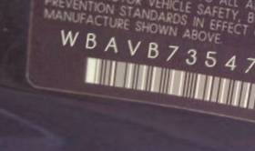 VIN prefix WBAVB73547VF