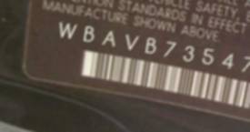 VIN prefix WBAVB73547VH