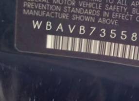 VIN prefix WBAVB73558FV