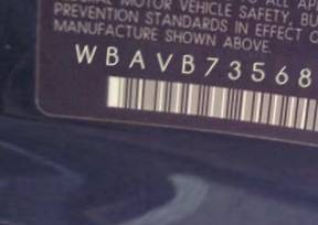 VIN prefix WBAVB73568PA