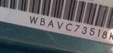 VIN prefix WBAVC73518KP