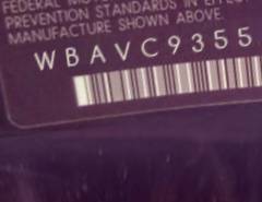 VIN prefix WBAVC93558KZ