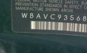 VIN prefix WBAVC93568KZ