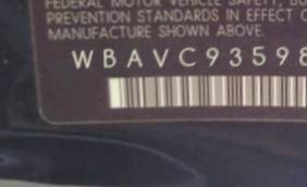 VIN prefix WBAVC93598K0