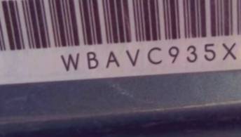 VIN prefix WBAVC935X7KZ