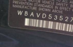 VIN prefix WBAVD53527A0