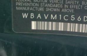 VIN prefix WBAVM1C56DVW