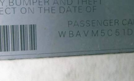 VIN prefix WBAVM5C51DVV