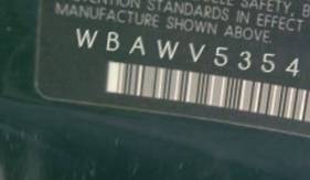 VIN prefix WBAWV53548PF