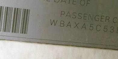 VIN prefix WBAXA5C53ED6