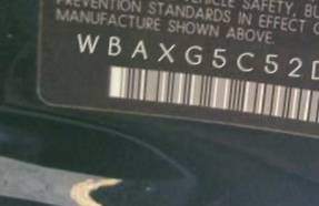 VIN prefix WBAXG5C52DD2