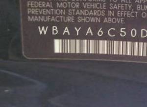 VIN prefix WBAYA6C50DC9