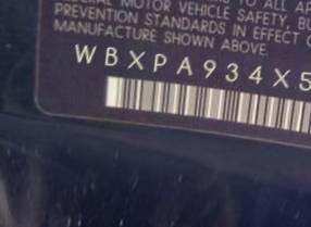 VIN prefix WBXPA934X5WD