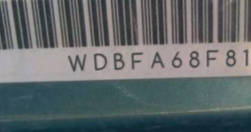 VIN prefix WDBFA68F81F1