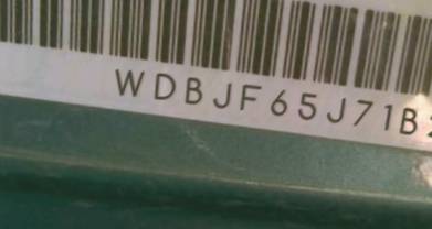 VIN prefix WDBJF65J71B2