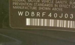 VIN prefix WDBRF40J03F3