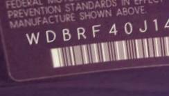 VIN prefix WDBRF40J14F5