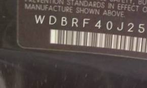 VIN prefix WDBRF40J25F6