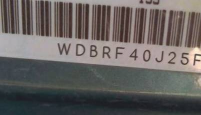 VIN prefix WDBRF40J25F7