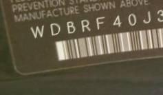 VIN prefix WDBRF40J34F4