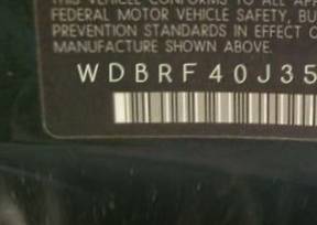 VIN prefix WDBRF40J35F6
